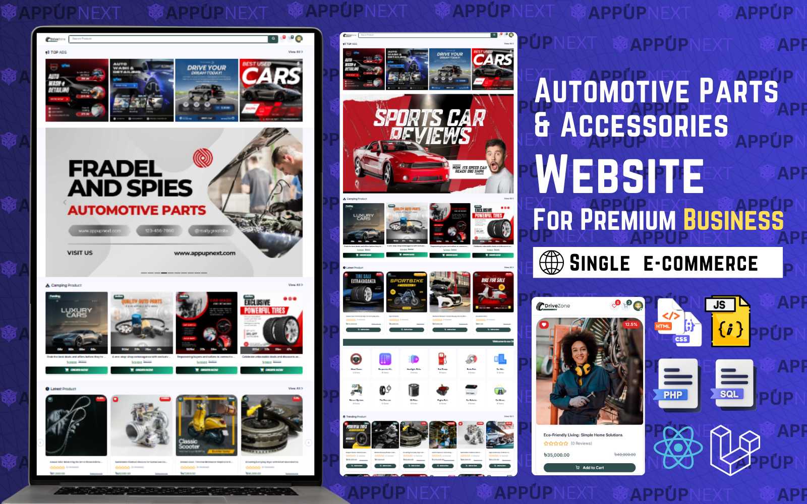 DriveZone: Fully Dynamic Automotive Parts & Accessories Marketplace Built with React, PHP & Laravel