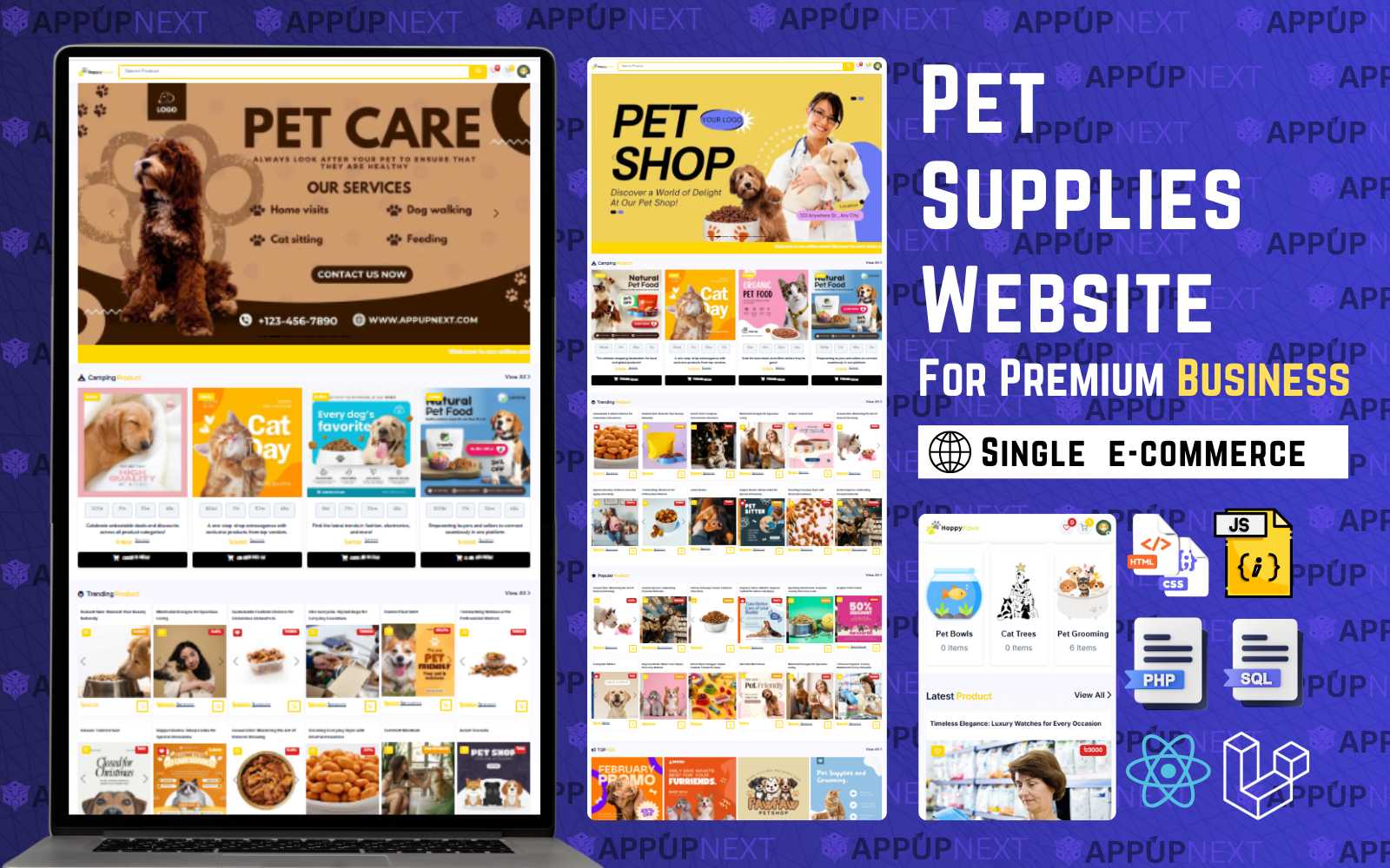 HappyPaws: Fully Dynamic Pet Supplies Marketplace Built with React, PHP & Laravel