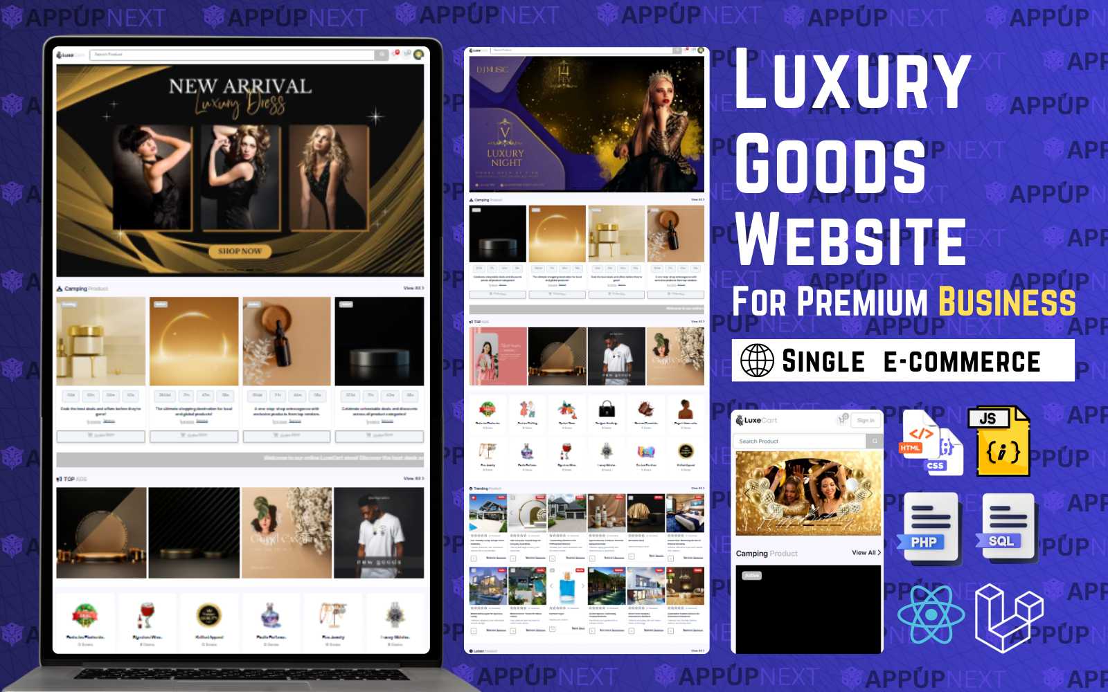 LuxeCart: Fully Dynamic Luxury Goods Marketplace Built with React, PHP & Laravel