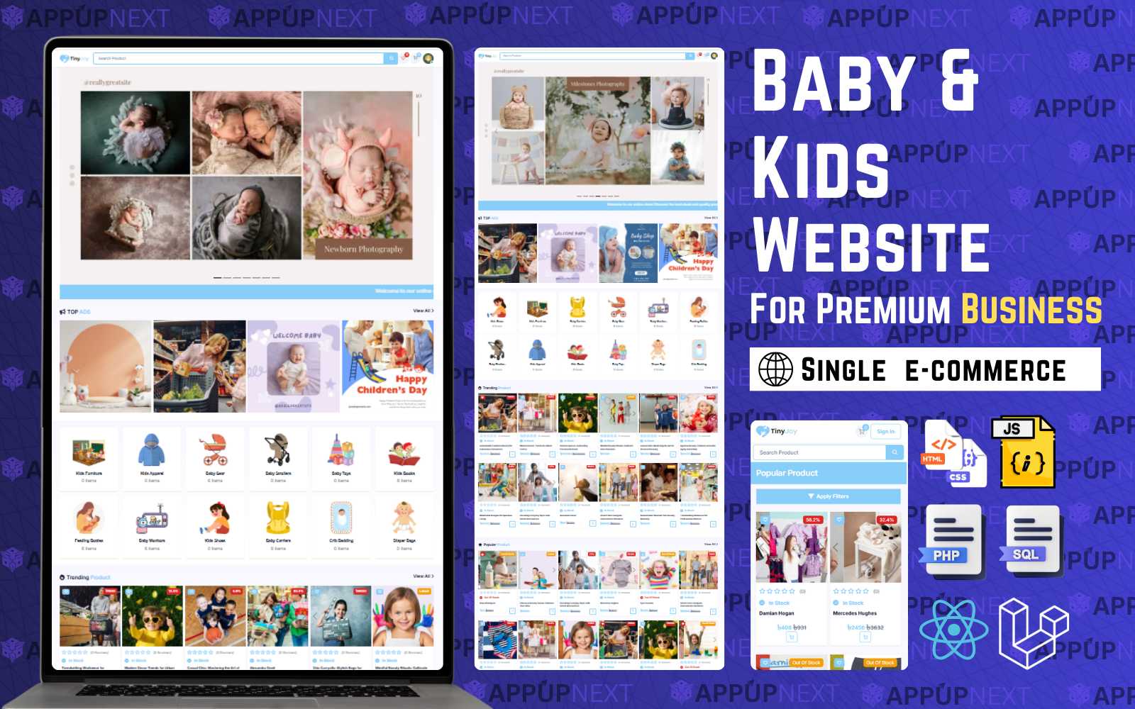 TinyJoy: Fully Dynamic Baby & Kids Products Marketplace Built with React, PHP & Laravel